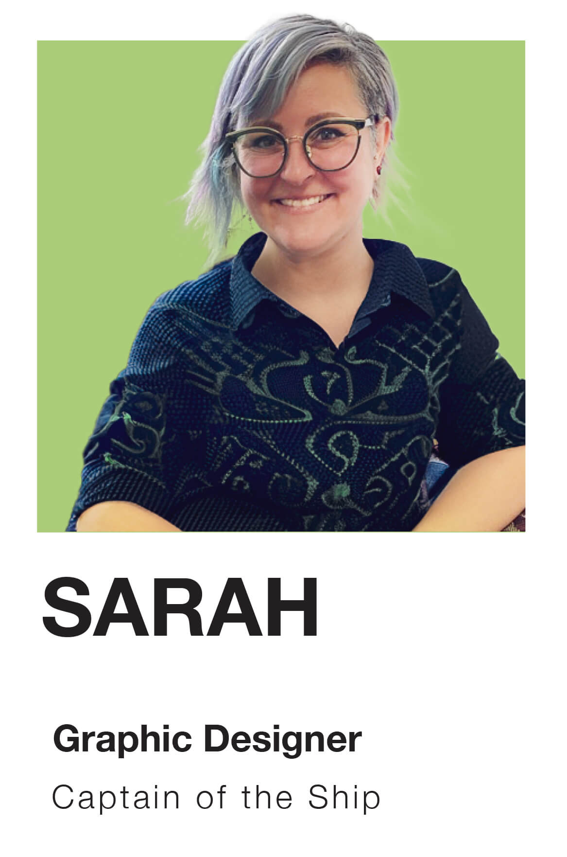 Portrait of Sarah Crane, Graphic Designer at Frolic Design